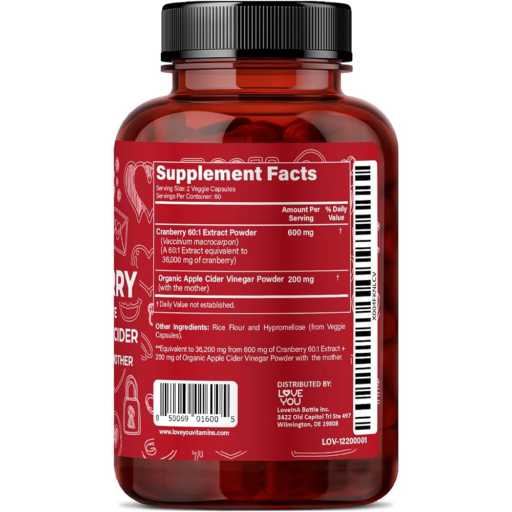 Love You Cranberry 60:1 Extract + Apple Cider Vinegar - 120 Vegan Capsules - image 2