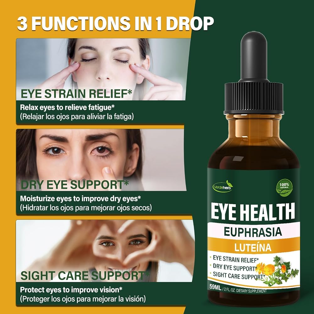 Verdeherb Eyebright Euphrasia Eye Health Oral Drops with Lutein - 2 Fl Oz - image 2