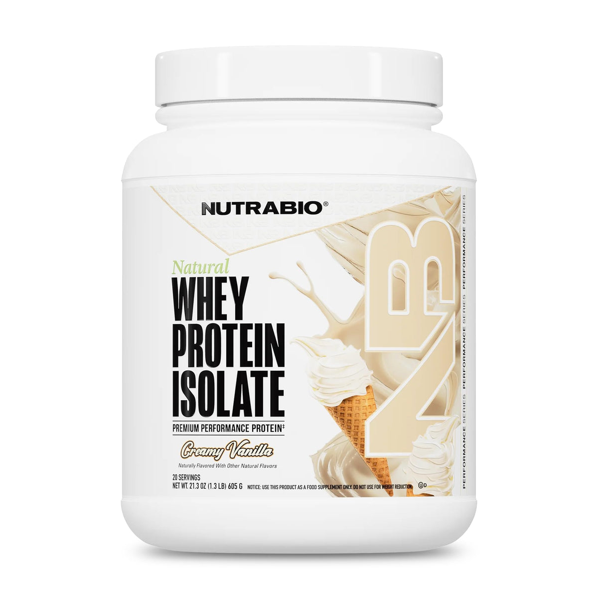 NutraBio Natural Whey Protein Isolate Powder Vanilla - 20 Servings