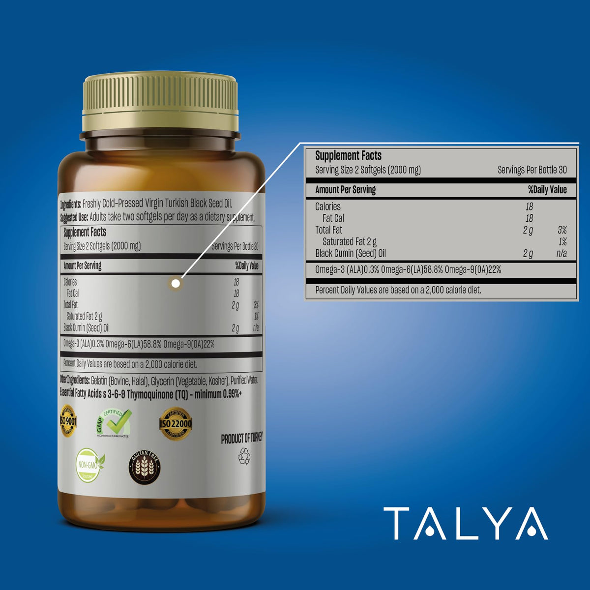 TALYA Black Seed Oil Softgel Immune Support - 60 Softgels - image 5