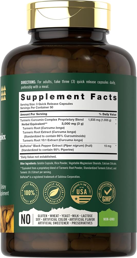 Tahoe Nutritionals Turmeric Curcumin - 150 Capsules - image 2