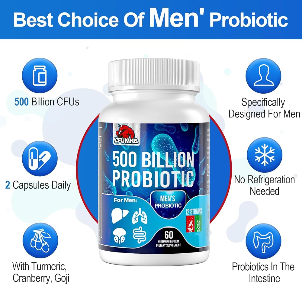 CFUKING Probiotics for Men 500 Billion CFUs 12 Strains - 120 Capsules - image 4