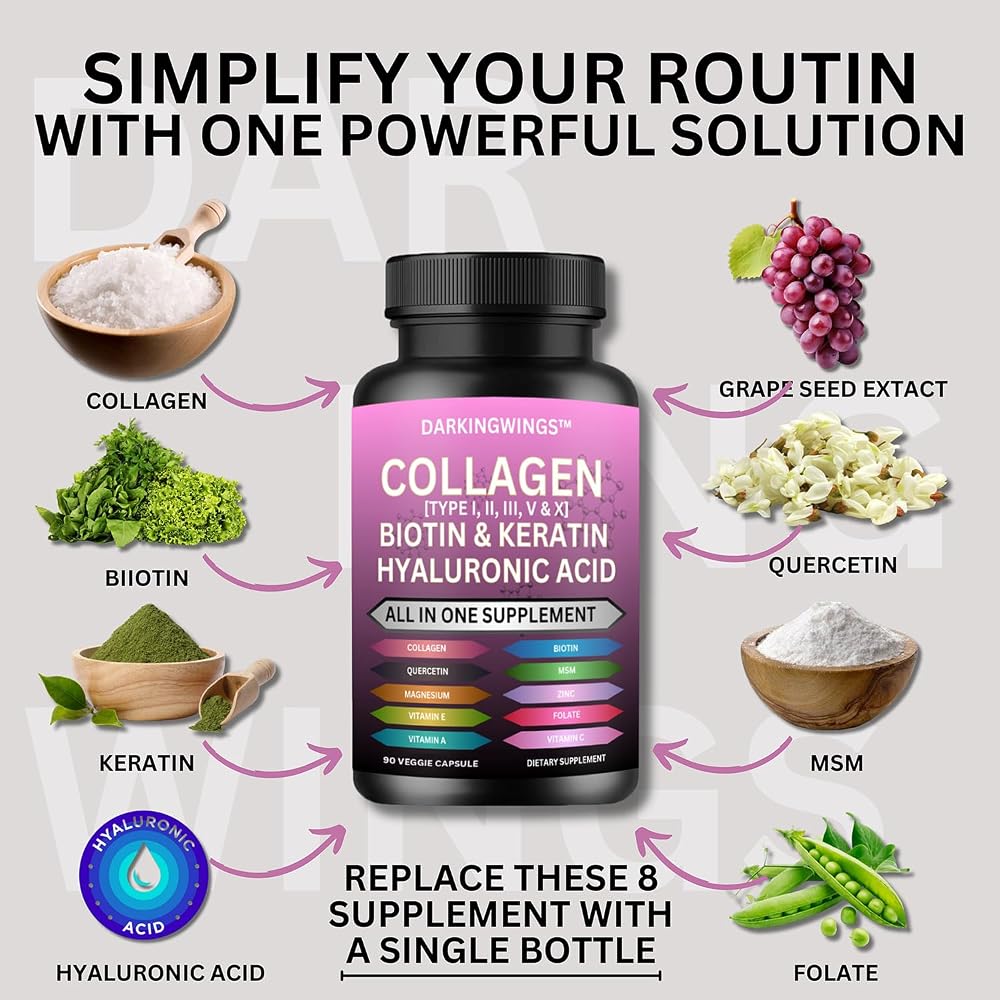 Darkingwings Multi Collagen Peptides with Biotin & Keratin - 90 Capsules - image 3