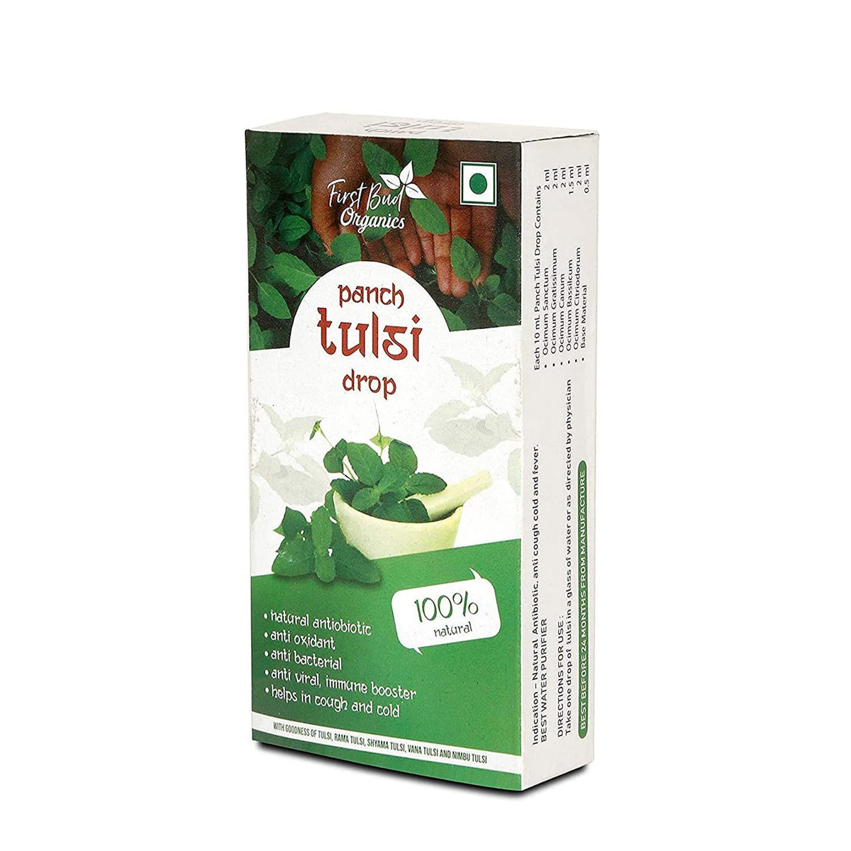 First Bud Organics Tulsi Drop Panch Extract for Immunity - 20 Count - image 2