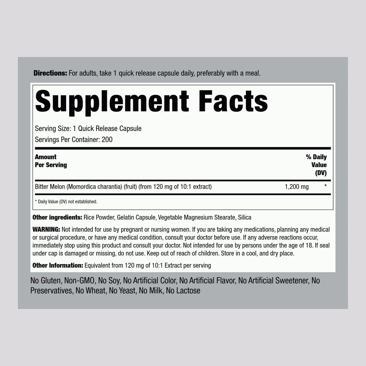 Piping Rock Bitter Melon Capsules - image 2