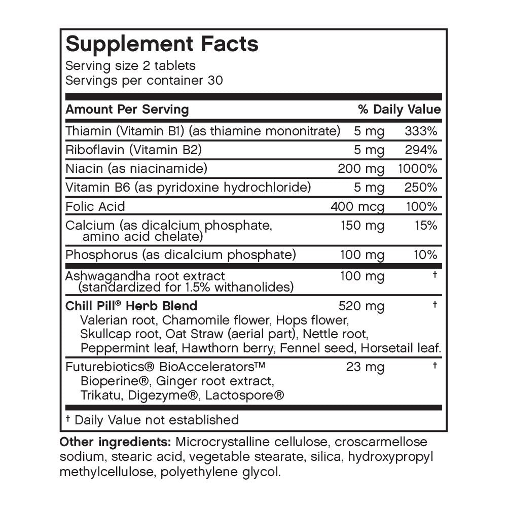 Futurebiotics Chill Pill Calmness Formula - 60 Vegetarian Tablets - image 2