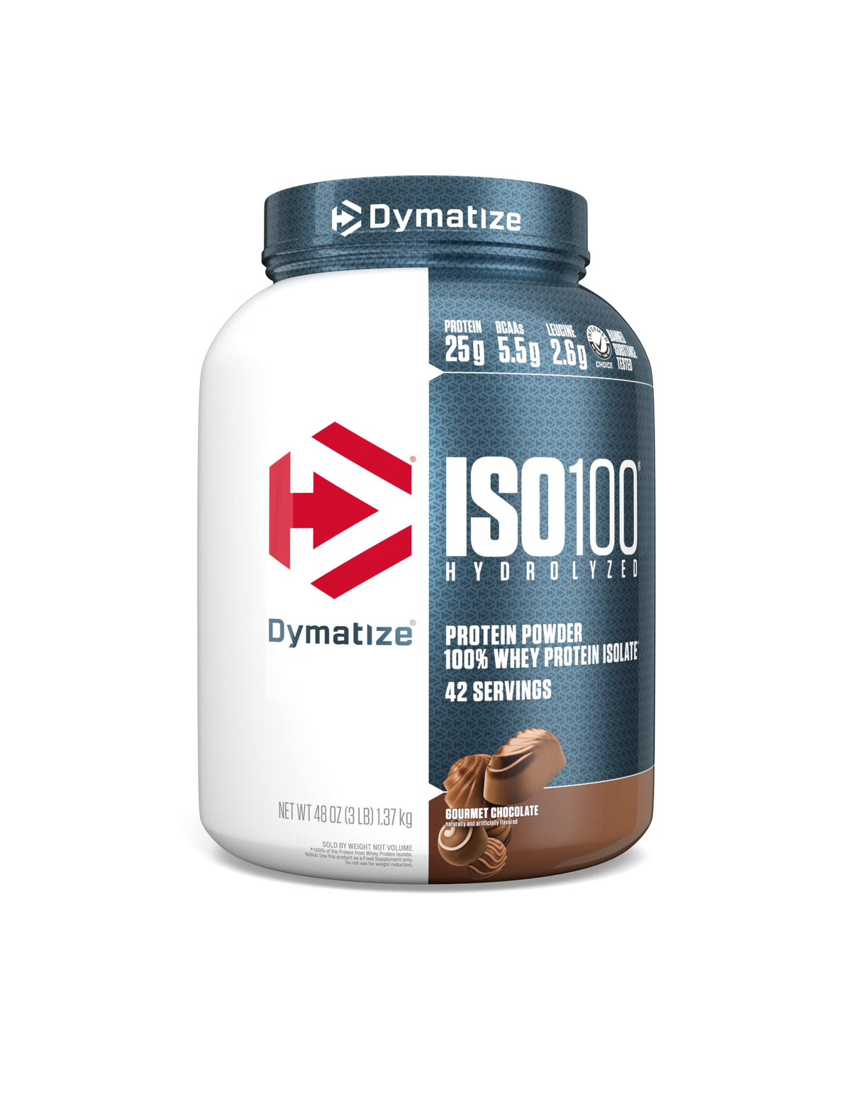 Dymatize ISO100 Hydrolyzed Whey Protein Isolate, Gourmet Chocolate - 3 lb
