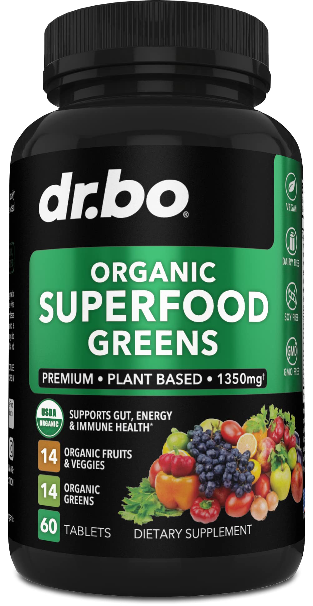DR. BO Organic Superfood Greens & Fruit Supplement - 60 Tablets