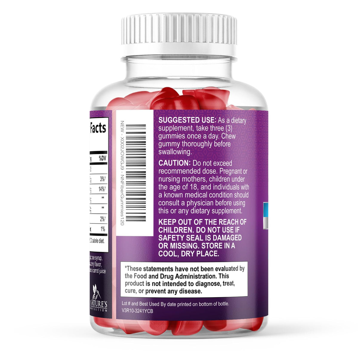 Nature's Nutrition Fiber Gummies 4g - Premium Prebiotic Plant Based
