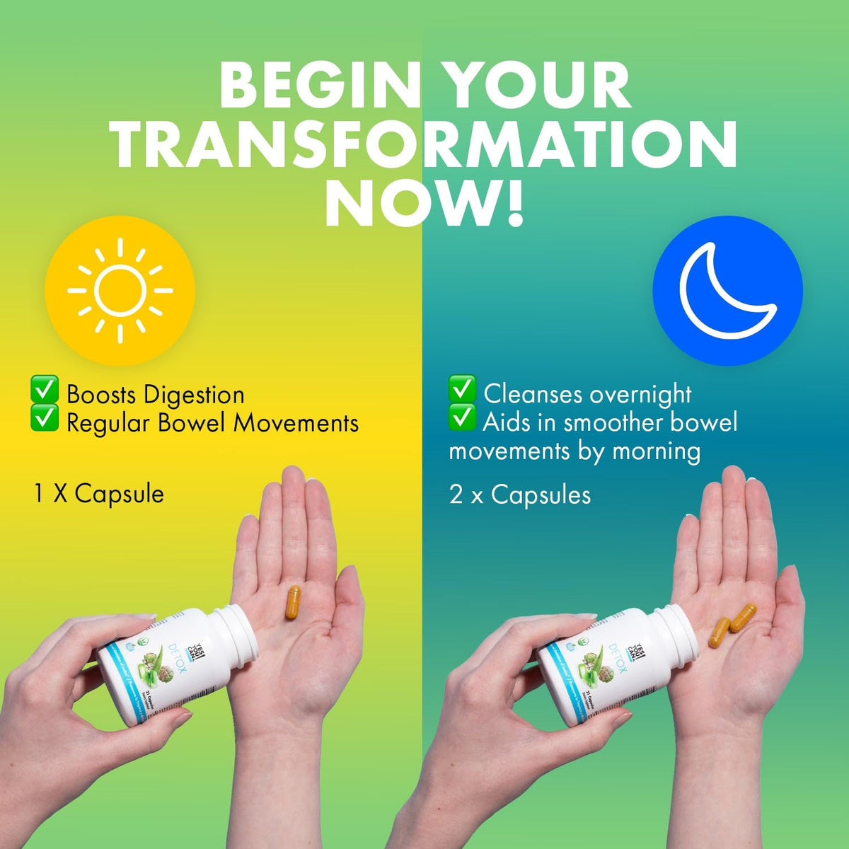 Yes You Can! Natural Detox Pills, Diuretic Cleanse, 21 Capsules