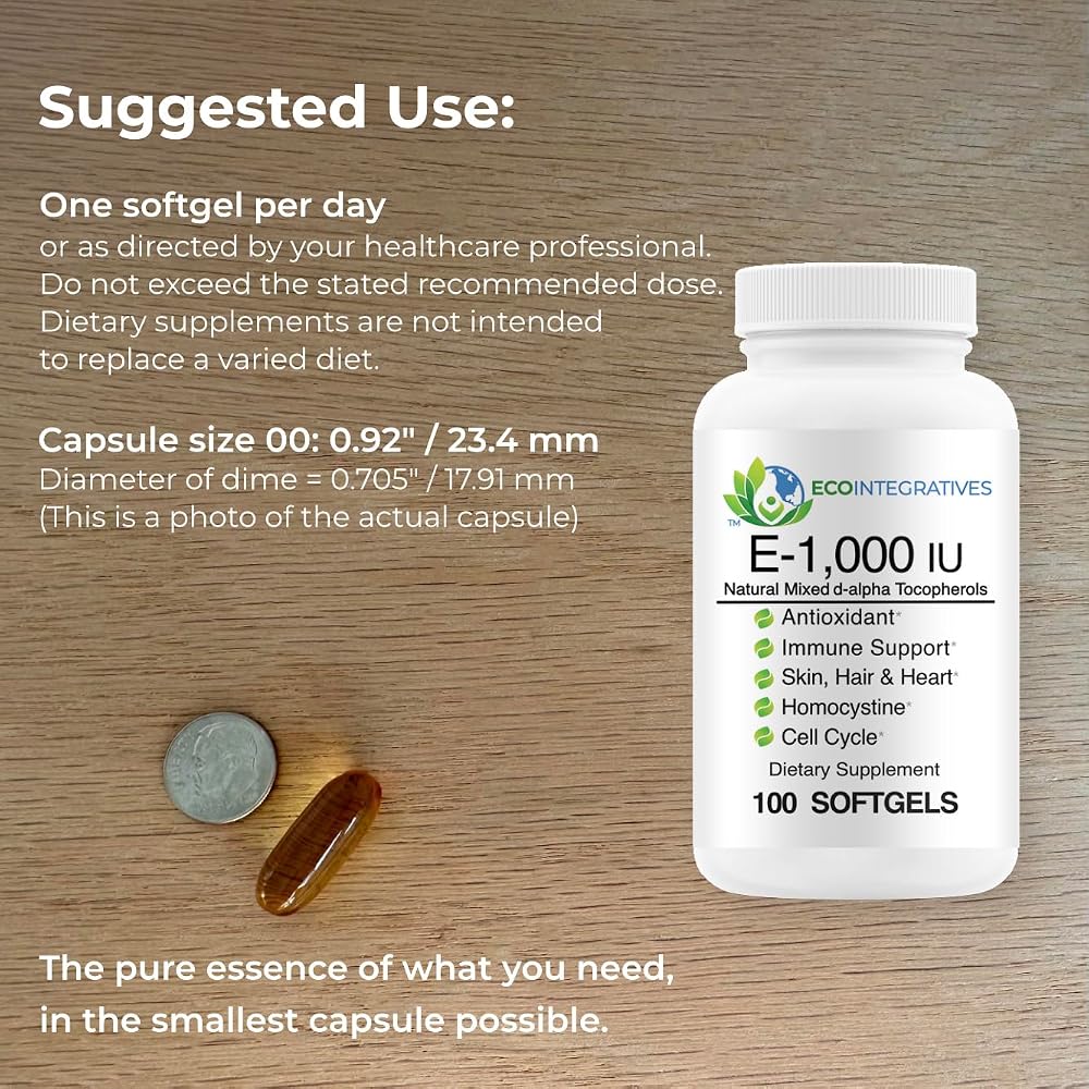 EcoIntegratives Vitamin E 1000 IU Natural Mixed Tocopherols - 100 Softgels - image 3