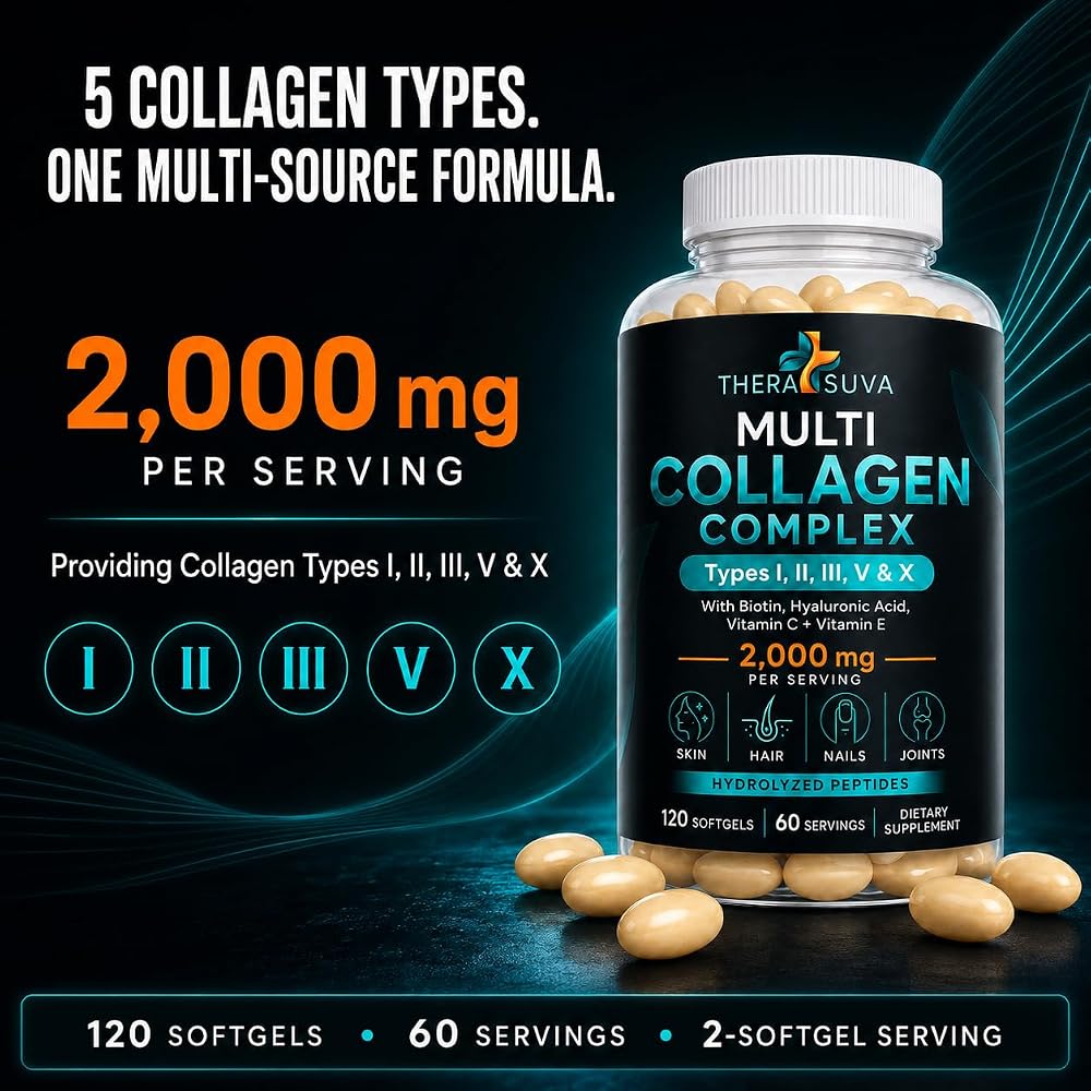 TheraSuva Complete Multi Collagen Complex with Peptides - 120 Softgels - image 2