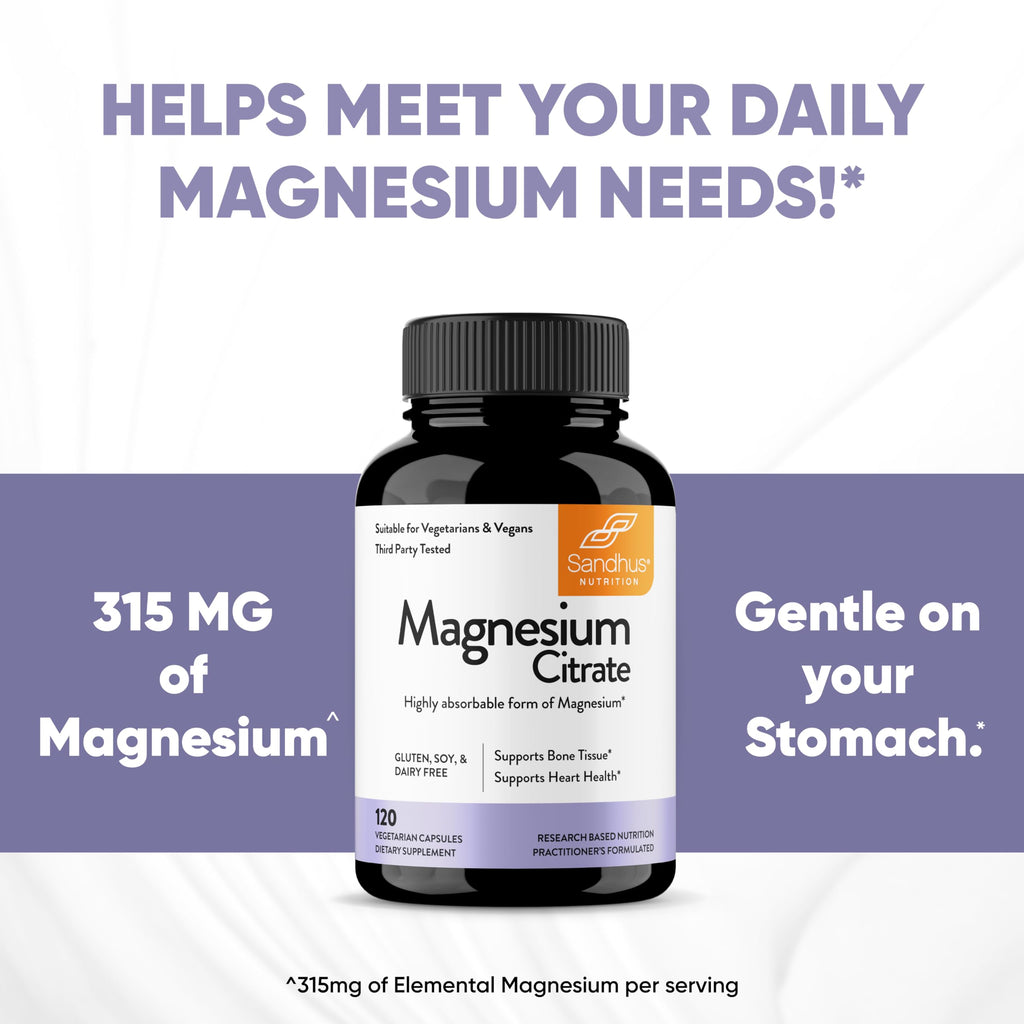 Sandhu's Magnesium Citrate Highly Absorbable - 120 Vegetarian Capsules - image 8