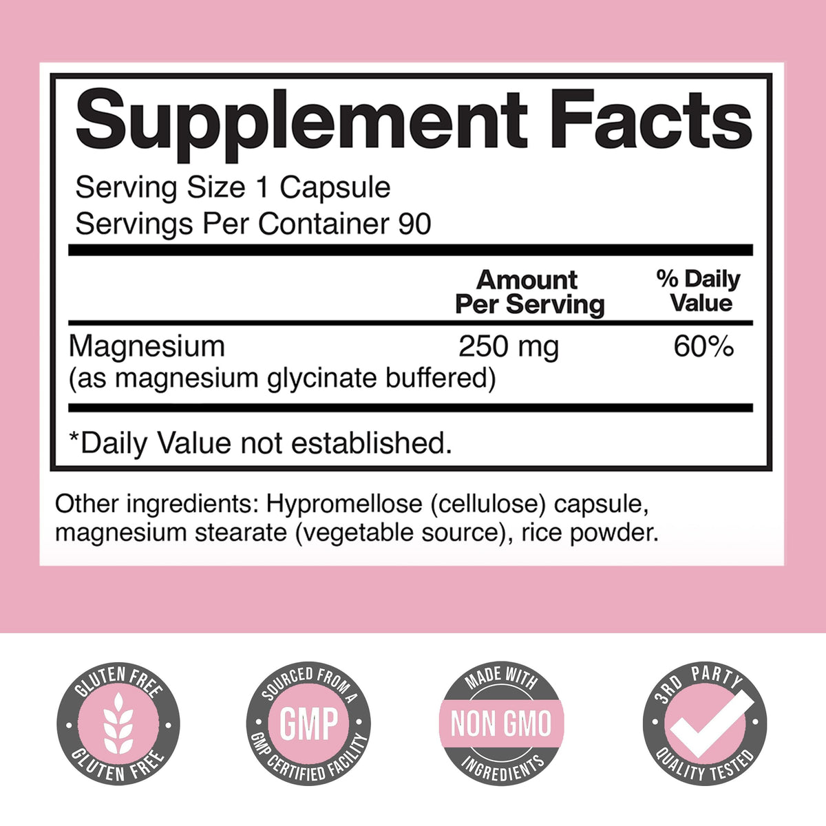 American Standard Supplements Magnesium Glycinate 250mg - 90 Capsules - image 2