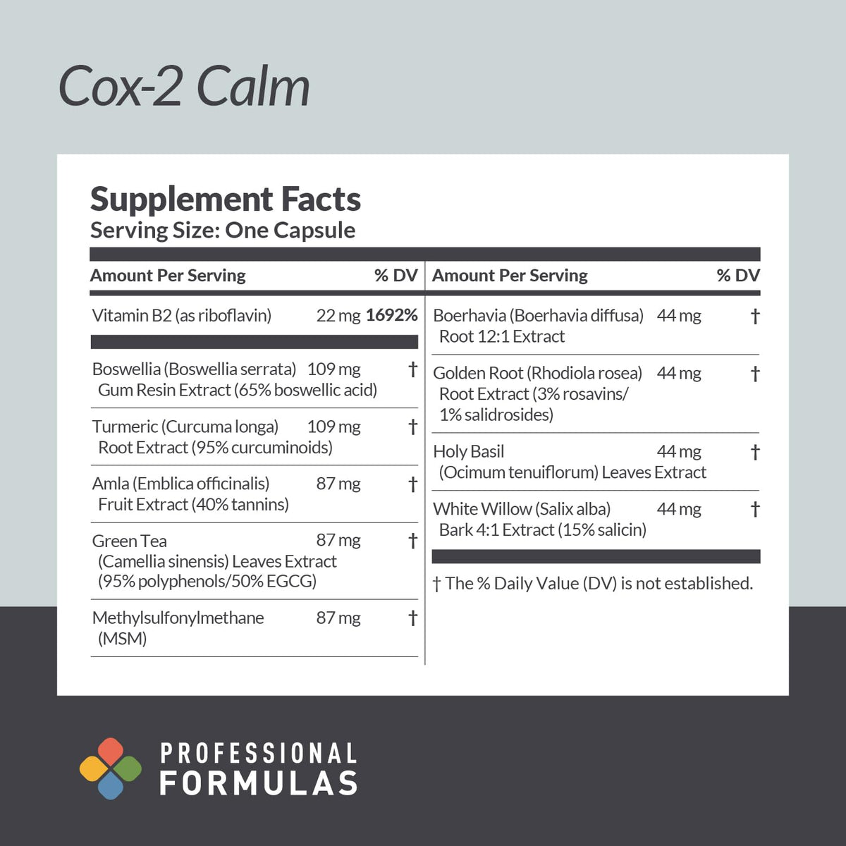 Professional Formulas Cox-2 Calm Herbal Blend - 90 Capsules - image 2