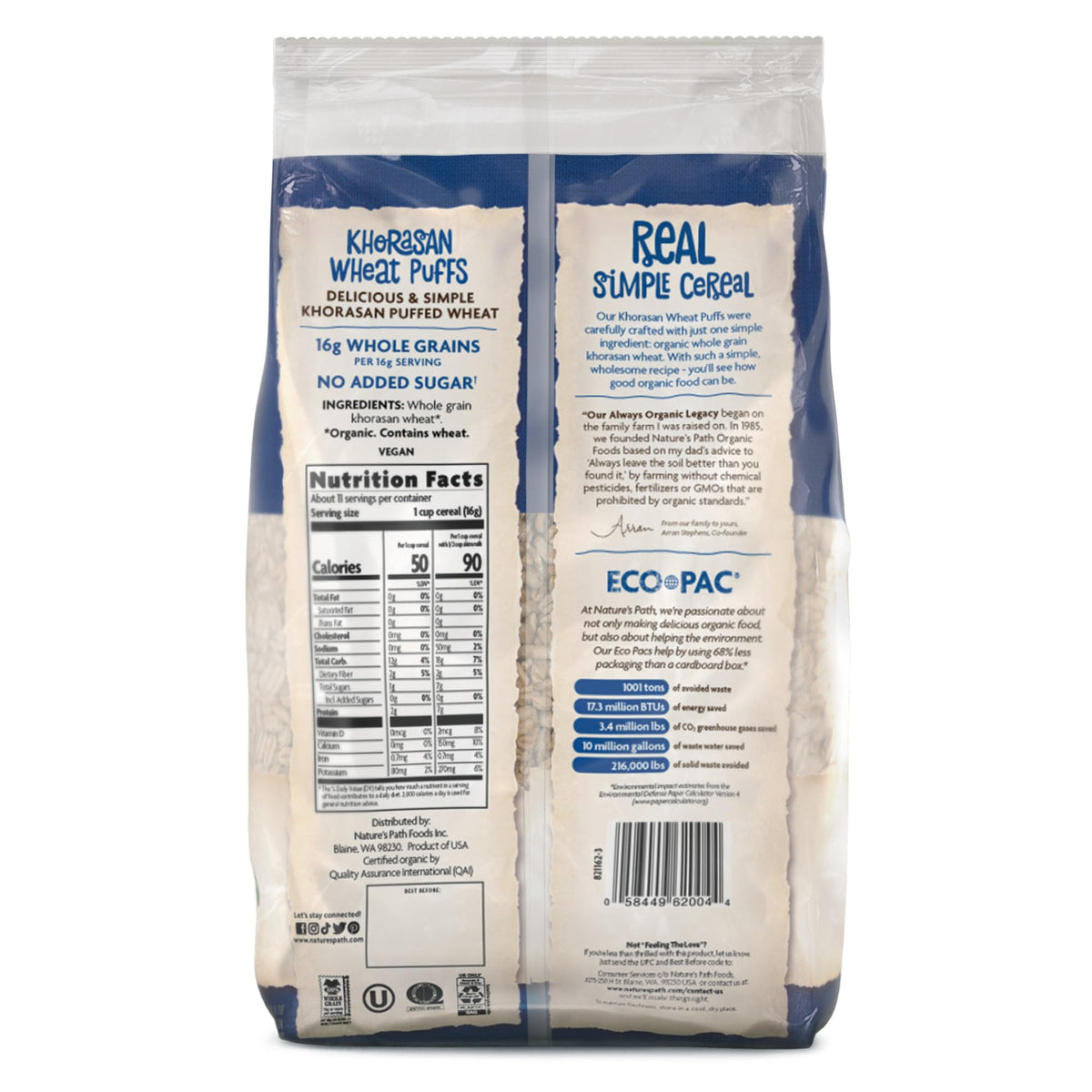 Nature's Path Organic Khorasan Wheat Puffs Cereal - 12 x 6 oz - image 3