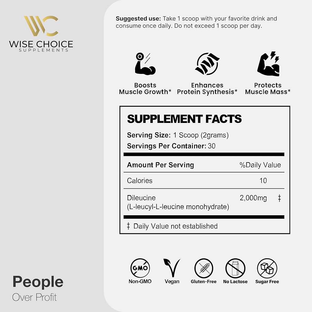 Wise Choice Dileucine Peptide Powder for Muscle Growth - 30 Servings - image 3