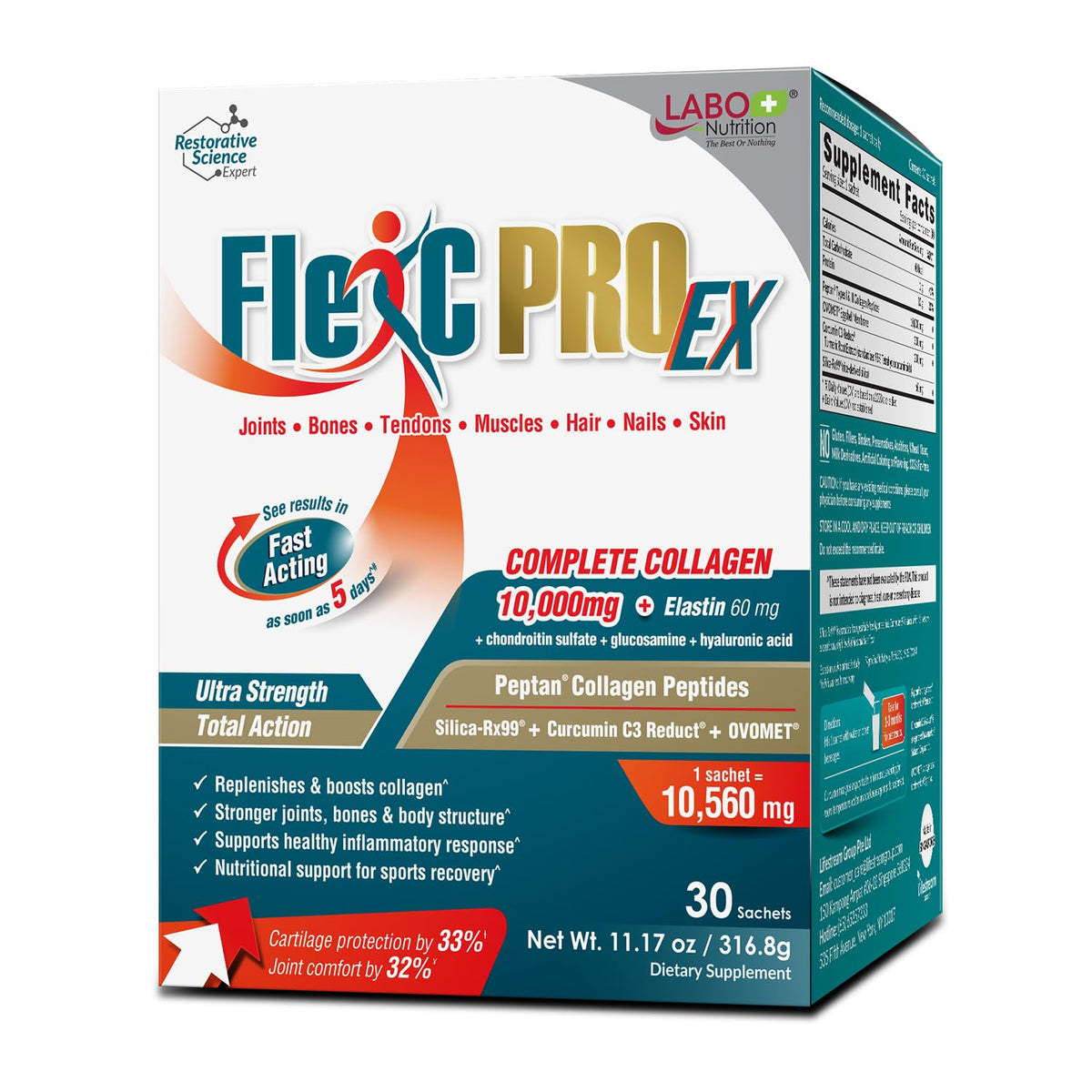 LABO Nutrition FlexC PRO EX Collagen Powder Joint Support - 30 Servings