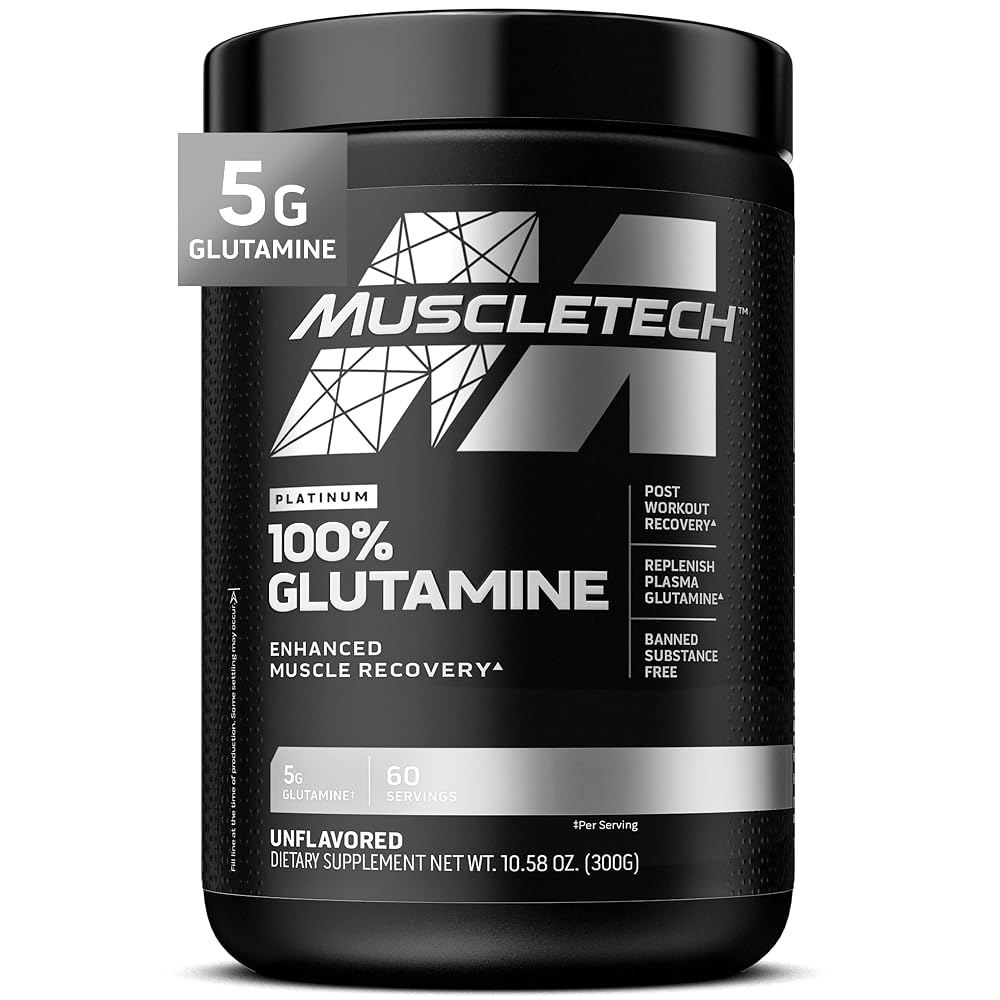 MuscleTech 100% L-Glutamine Powder for Muscle Recovery - 60 Servings