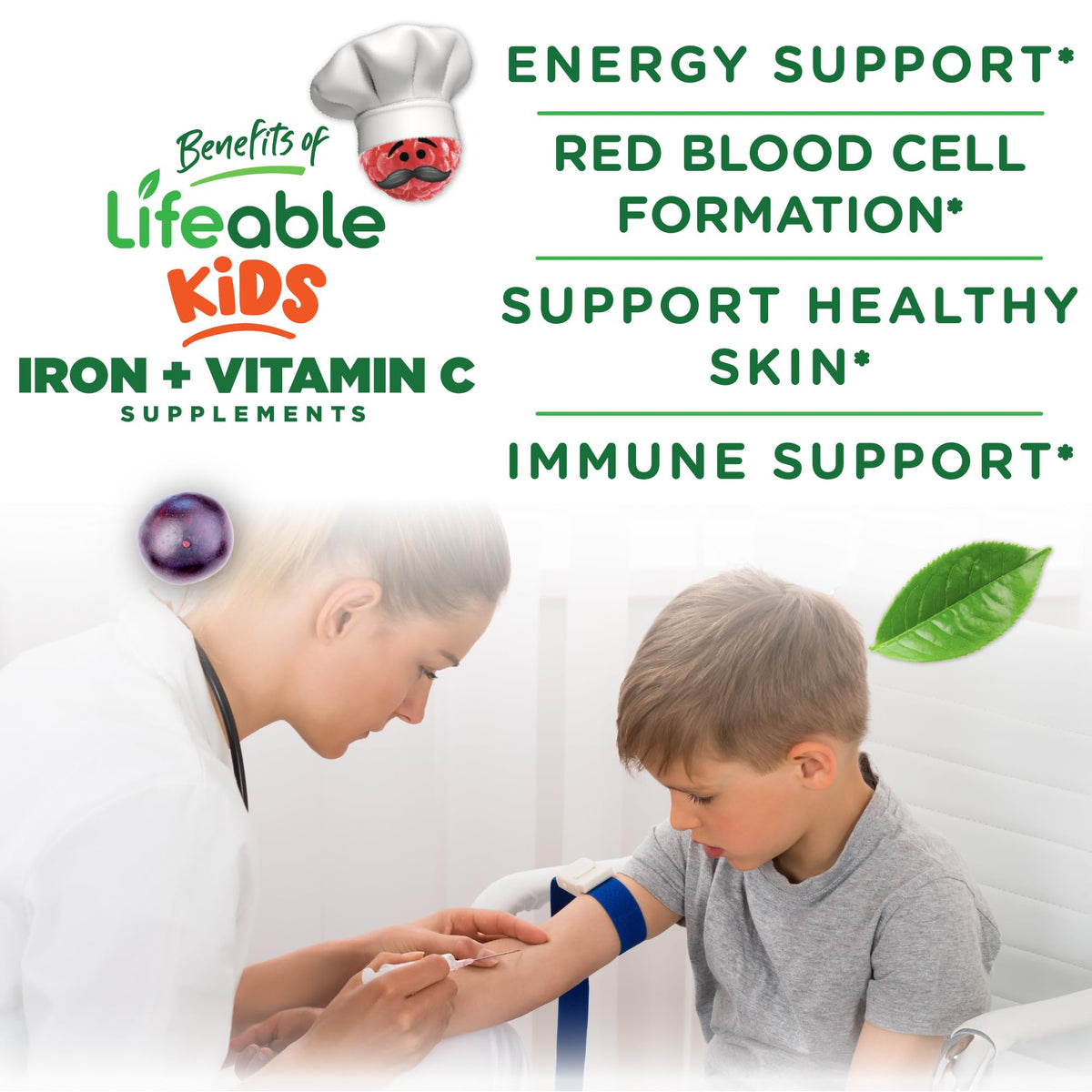 Lifeable Iron Supplements for Kids 10mg + Vitamin C - 90 Gummies - image 3
