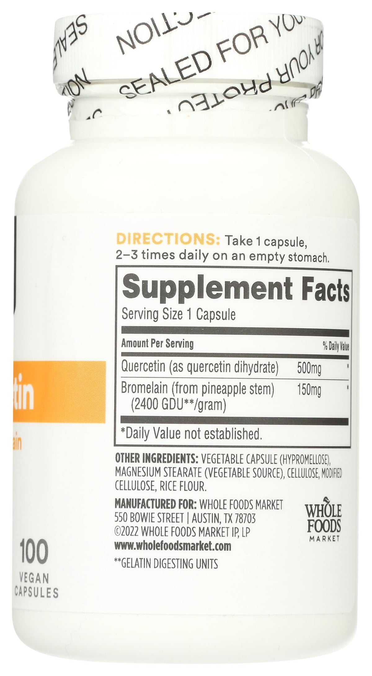 Whole Foods Market Quercetin with Bromelain - 100 Capsules - image 5