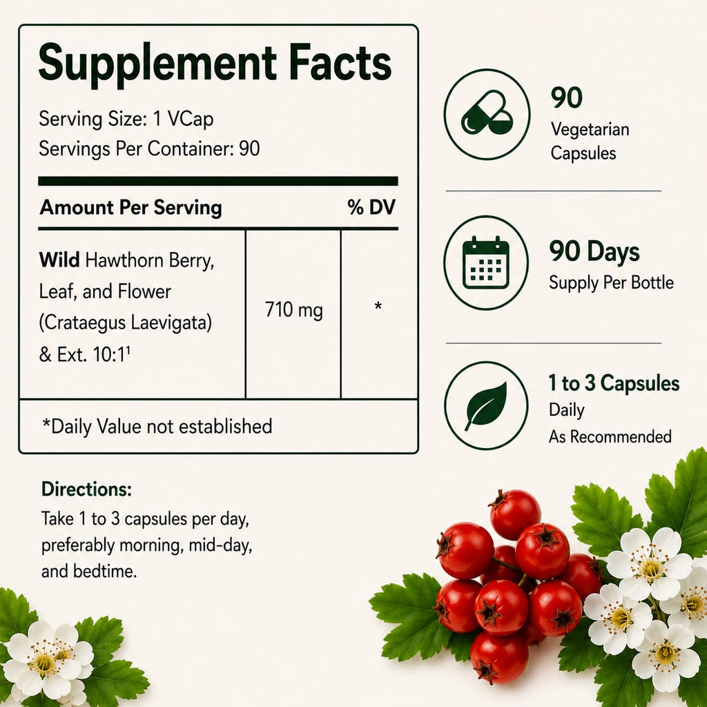 Green Organic Supplements Hawthorn Berry Capsules - 90 Capsules - image 7