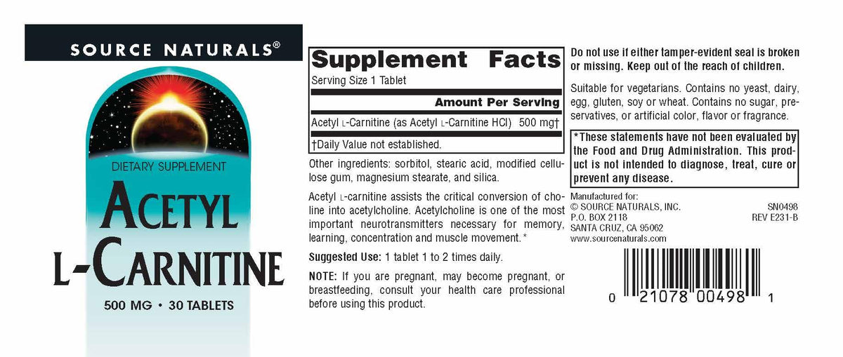 Source Naturals Acetyl L-Carnitine 500mg