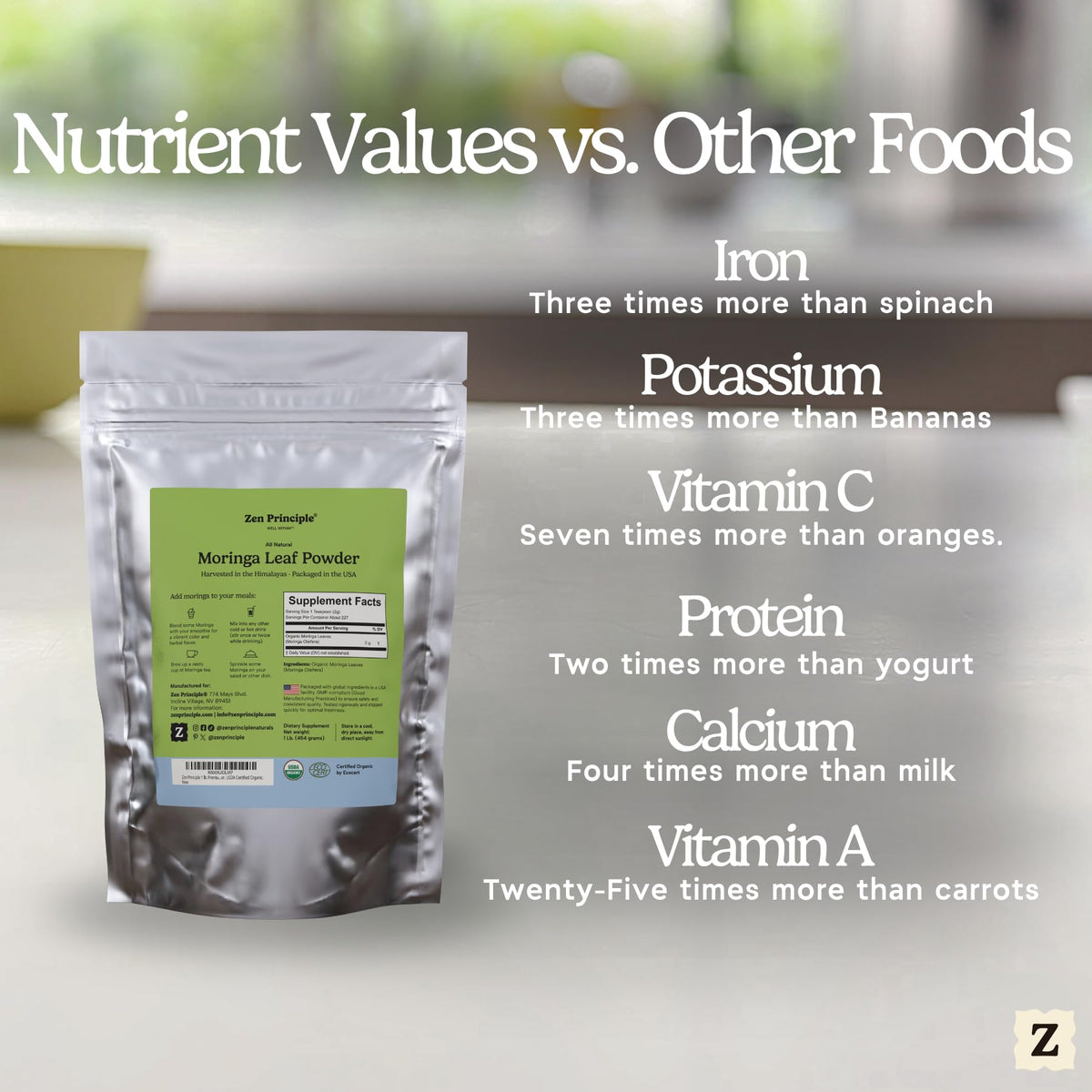 Zen Principle Organic Moringa Oleifera Leaf Powder - 1 lb - image 5