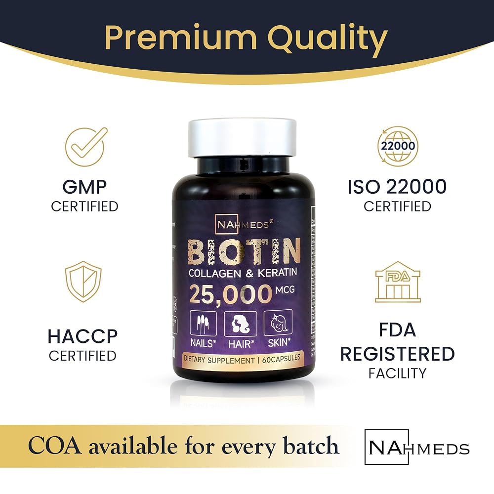 NAhmeds Biotin + Beauty Blend 25,000 mcg Hair, Skin & Nail Support - 60 Capsules - image 4