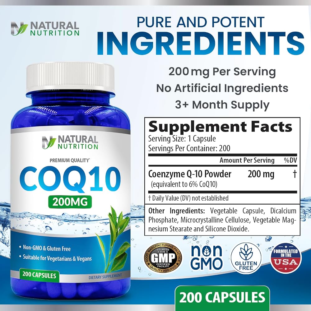 Generic Natural CoQ10 200mg - 200 Vegetarian Capsules - image 5