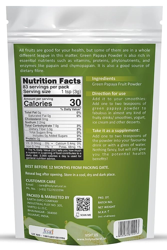 Sheltr Green Papaya Fruit Powder - 250g - image 2