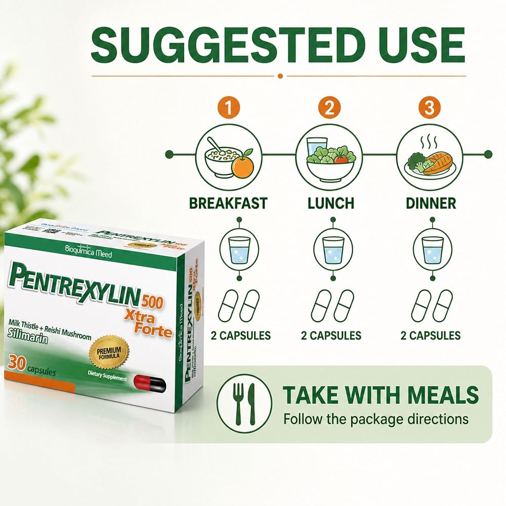 Pentrexylin Milk Thistle Reishi 500 mg - 30 Capsules - image 5
