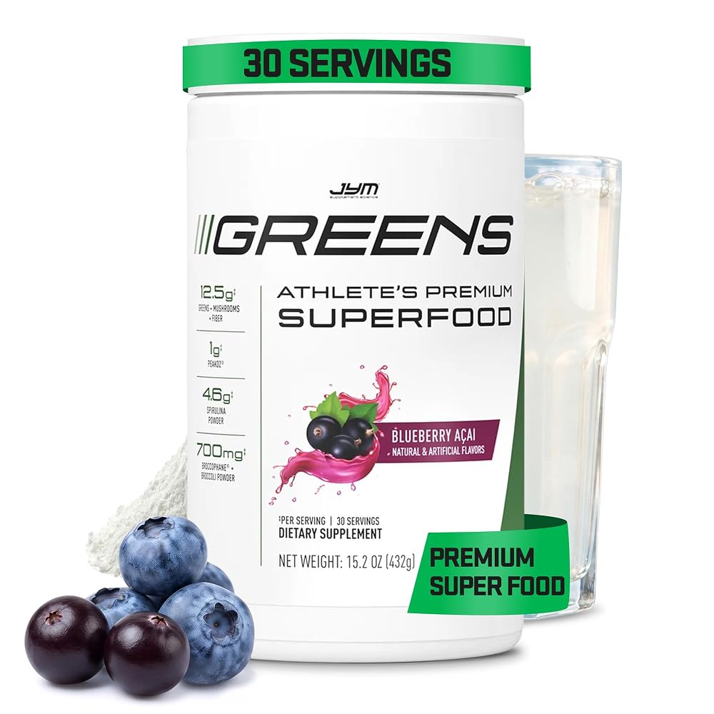 JYM Greens Powder Supplement with Organic Spirulina - 15.2 Oz