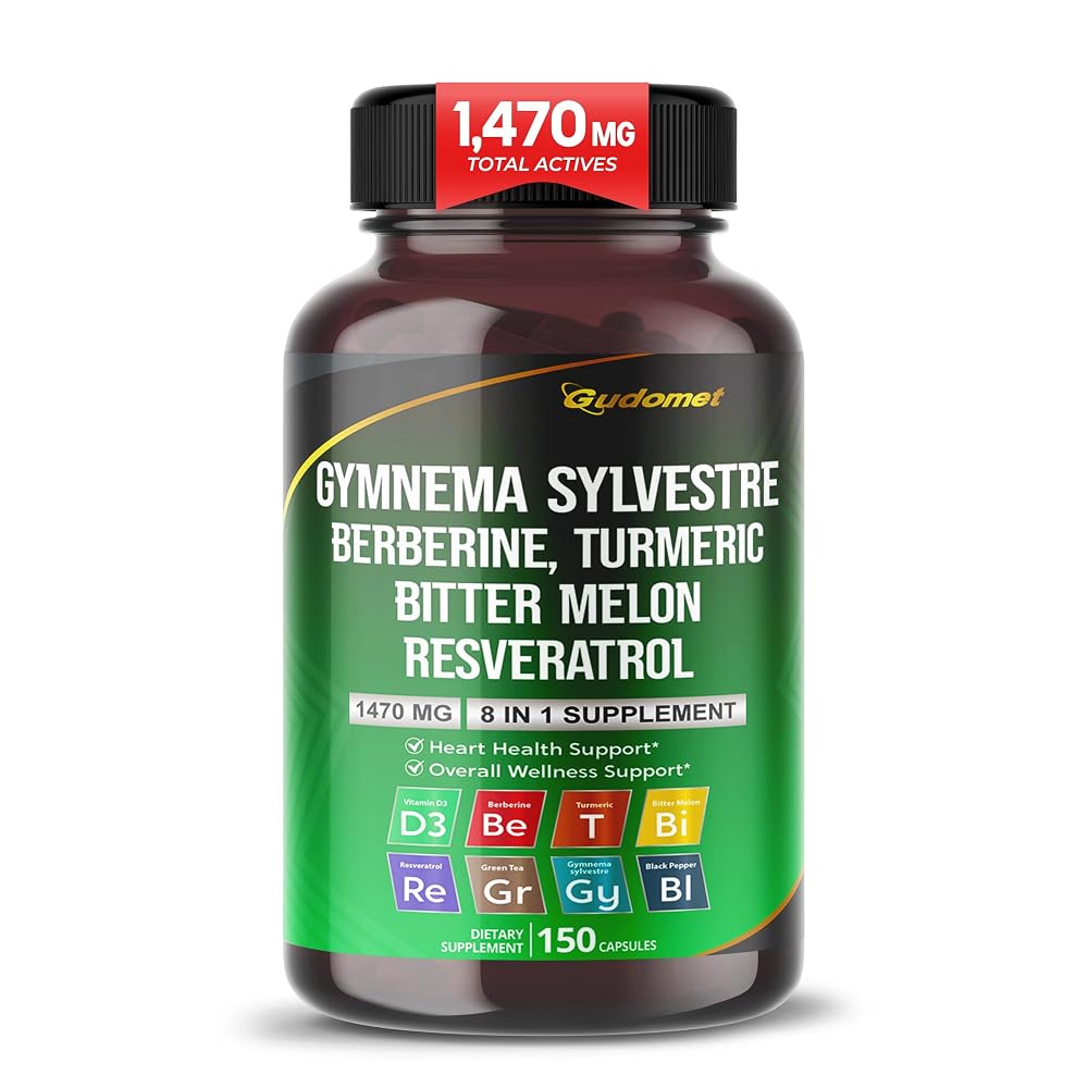 GUDOMET Gymnema Complex 1,470 mg with Berberine & Turmeric - 150 Capsules