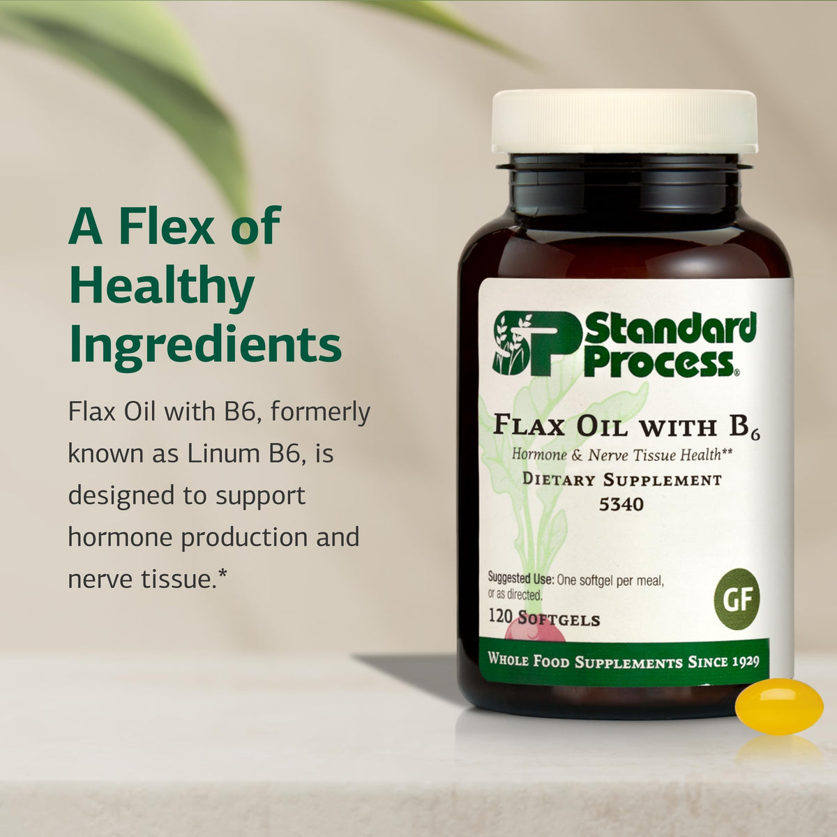 Standard Process Flax Oil with B6 Hormone & Nerve Support - 120 Softgels - image 3