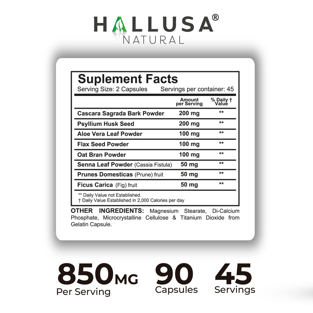 Hallusa Natural Colon Cleanser Herbal Fiber Blend - 90 Capsules - image 3