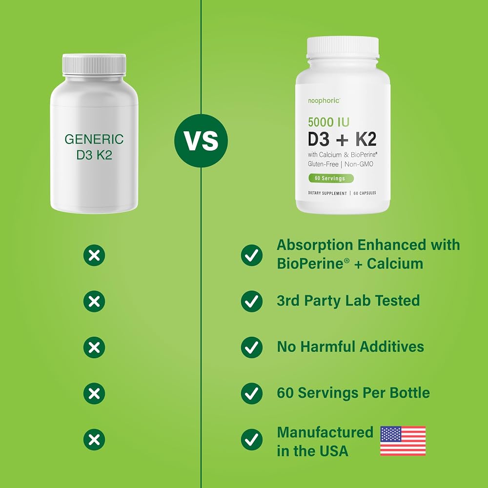 Noophoric Vitamin D3 K2 5000 IU - 60 Capsules - image 4
