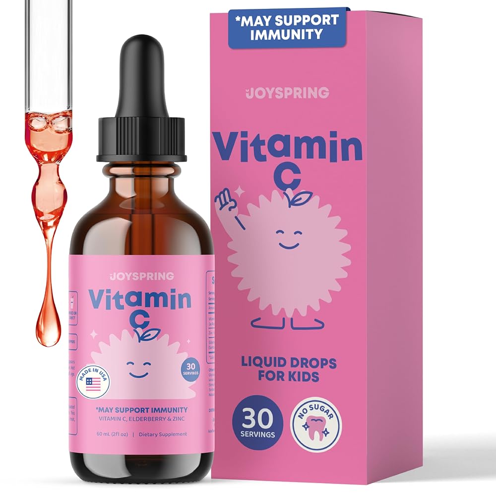 JoySpring Vitamin C and Zinc for Kids, Elderberry Liquid Supplement