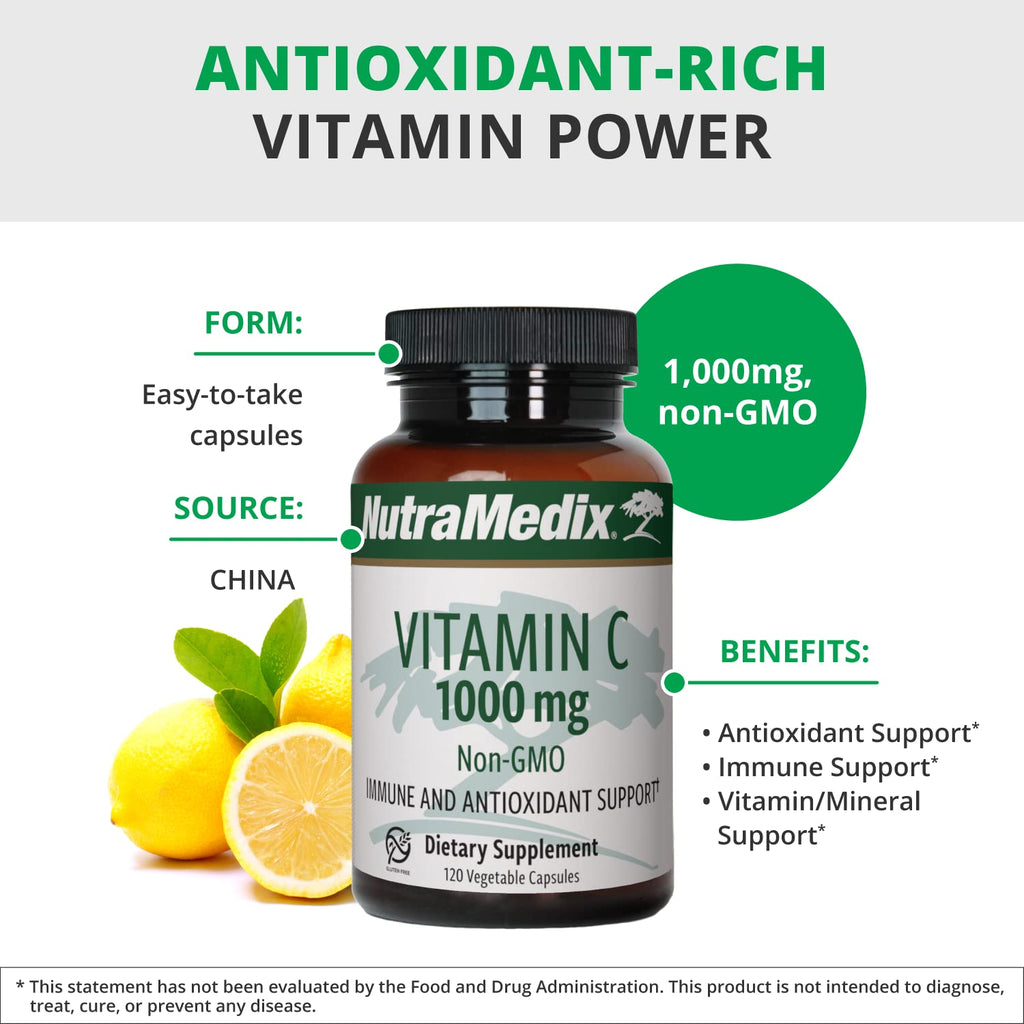 NutraMedix Vitamin C 1000mg Immune Support - 120 Vegetarian Capsules - image 4