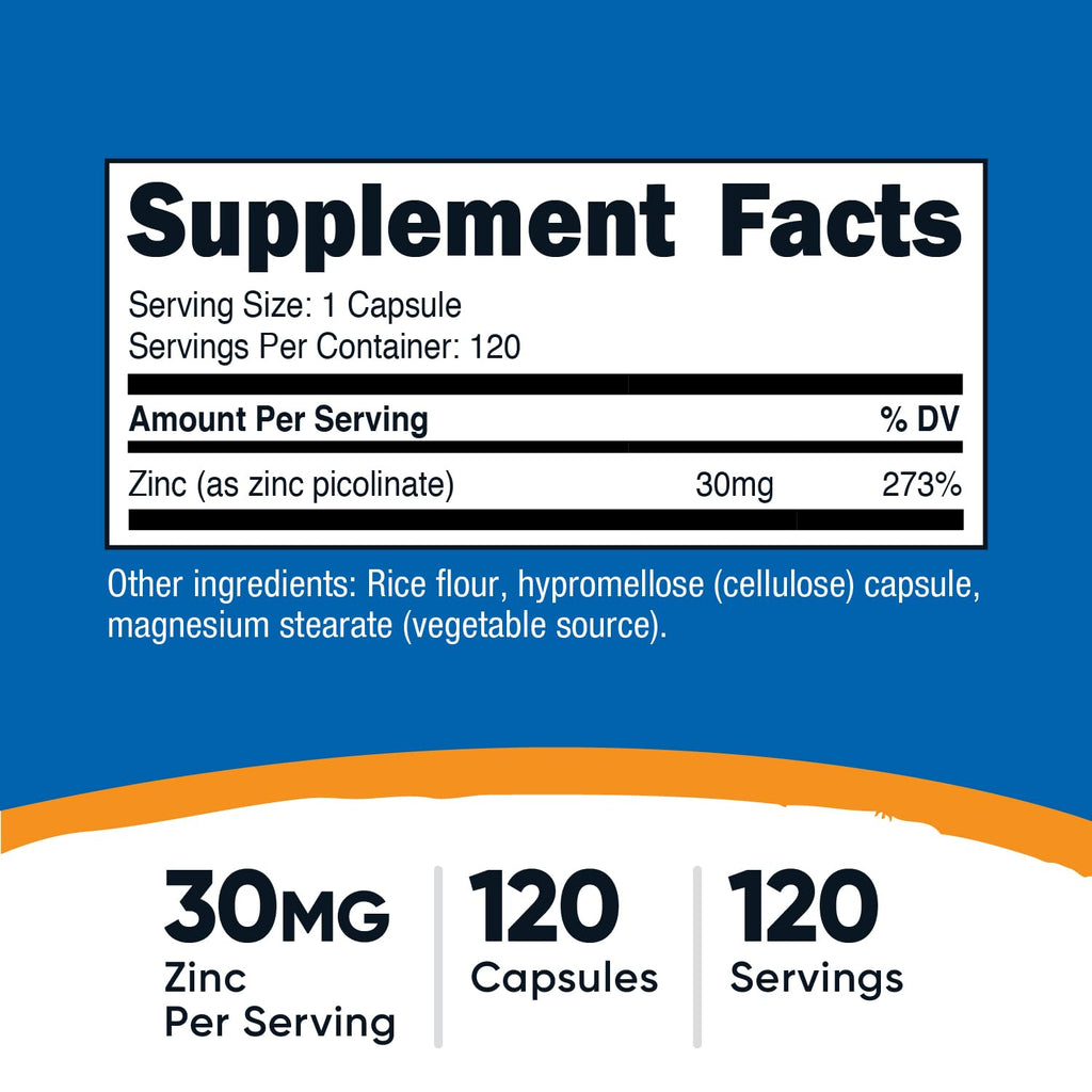 Nutricost Zinc Picolinate 30mg - Gluten Free and Non-GMO