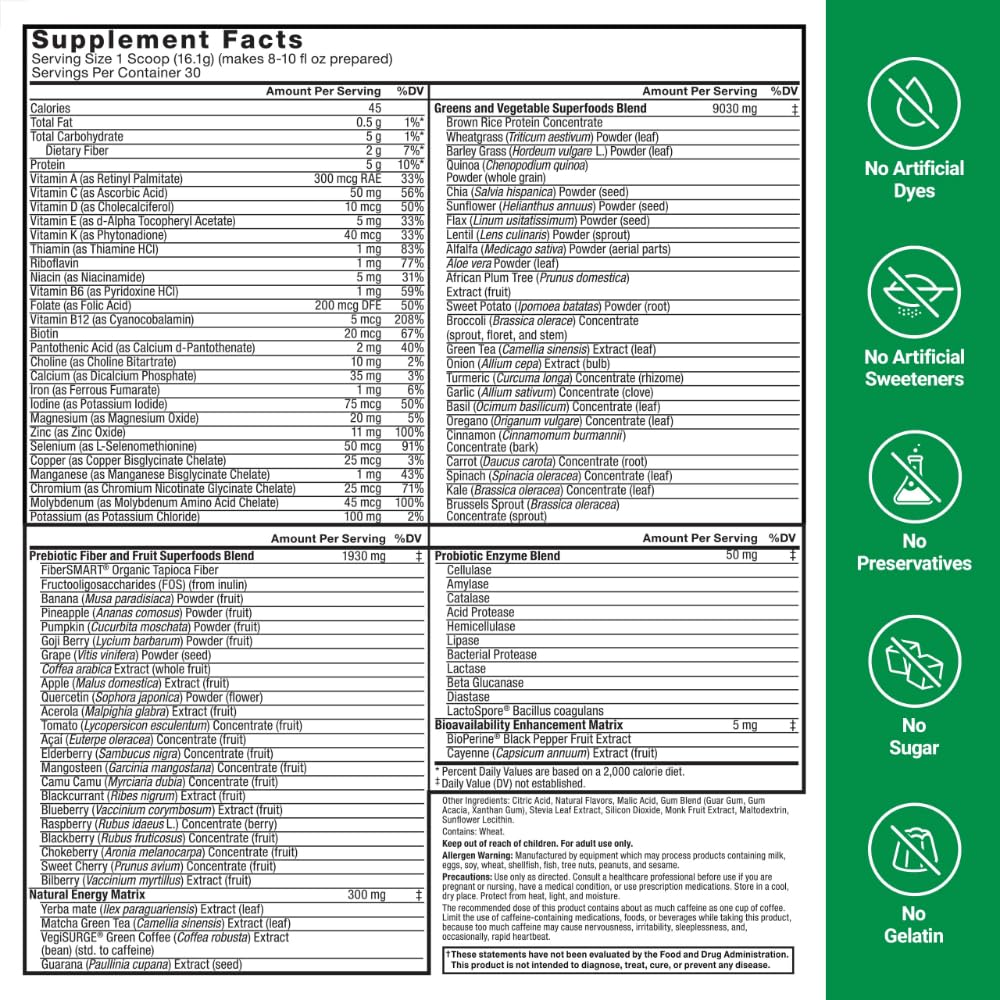 Force Factor Greens Superfoods + Energy Powder