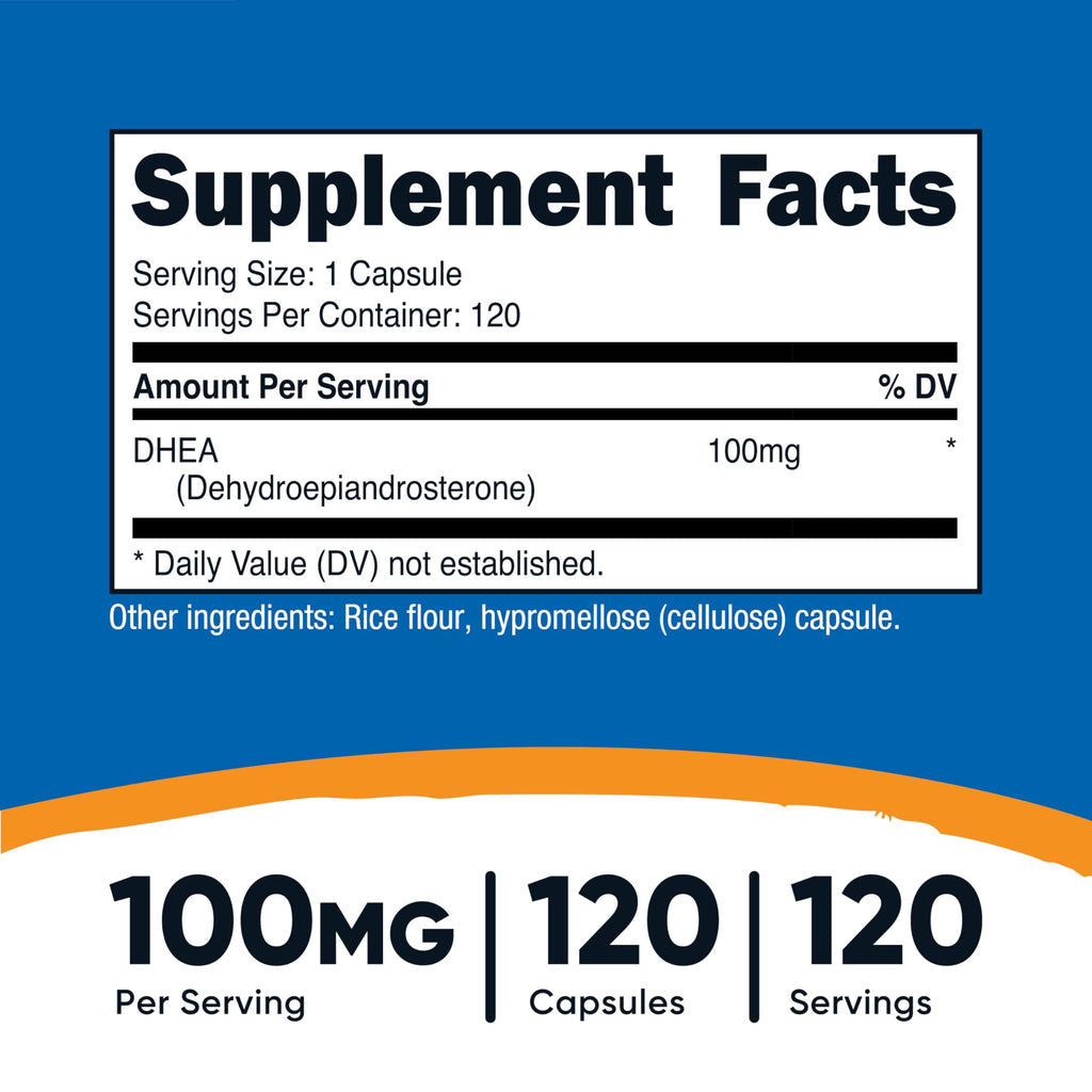 Nutricost DHEA 100mg Capsules - Gluten Free