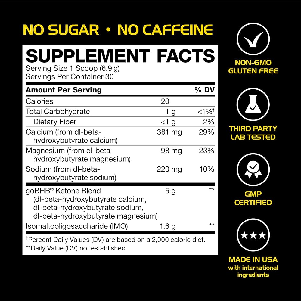 Real Ketones Nootropic Stim Free Pre Workout Powder - No Sugar