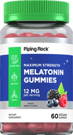 Piping Rock Melatonin Gummies 12mg - 60 Gummies