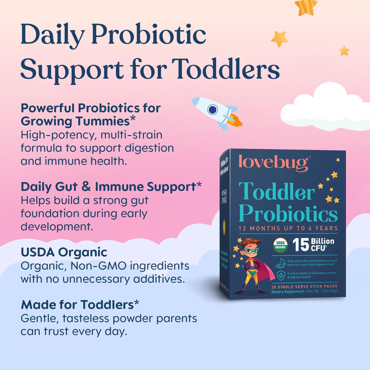 LOVEBUG Toddler & Kids Probiotics Powder - 60 Packets - image 3