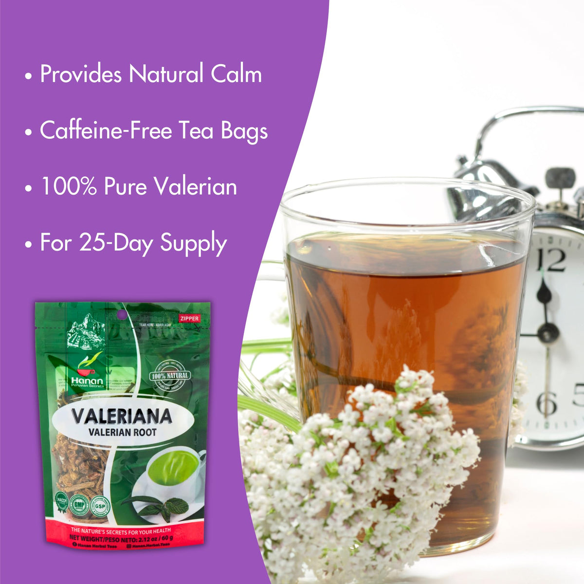 Hanan Valerian Root Tea Loose Leaf for Relaxation - 60g - image 4