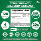 Zazzee USDA Organic Bilberry 20:1 Extract - 120 Capsules - image 3