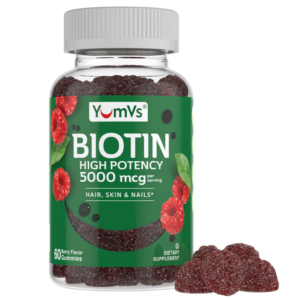 YUM-V'S YumVs Biotin Gummies 5000mcg - Luscious Raspberry Flavor