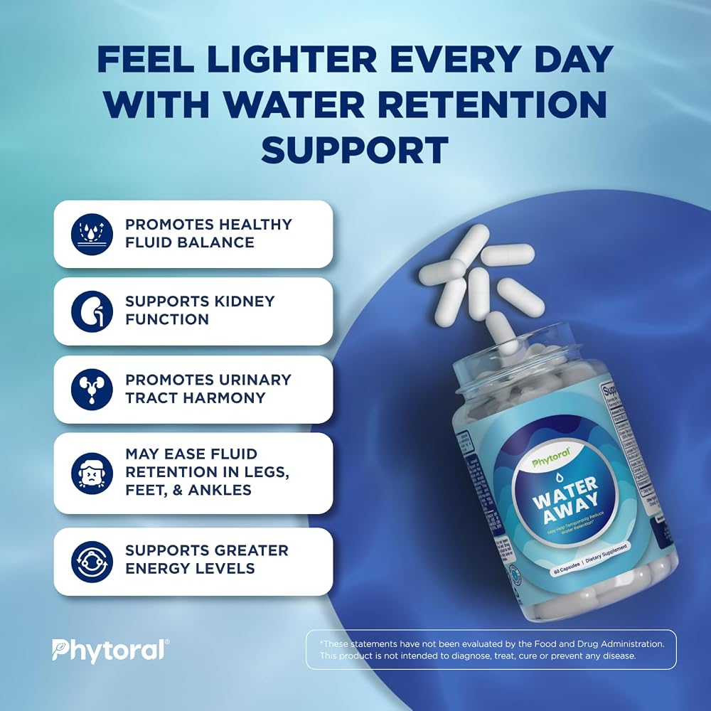 PHYTORAL Water Away Diuretic Pills for Swollen Legs - 60 Capsules - image 2