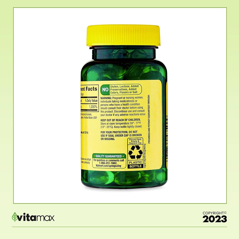 Generic Spring Valley Vitamin E Heart Health Dietary Supplement - 100 Softgels - image 2